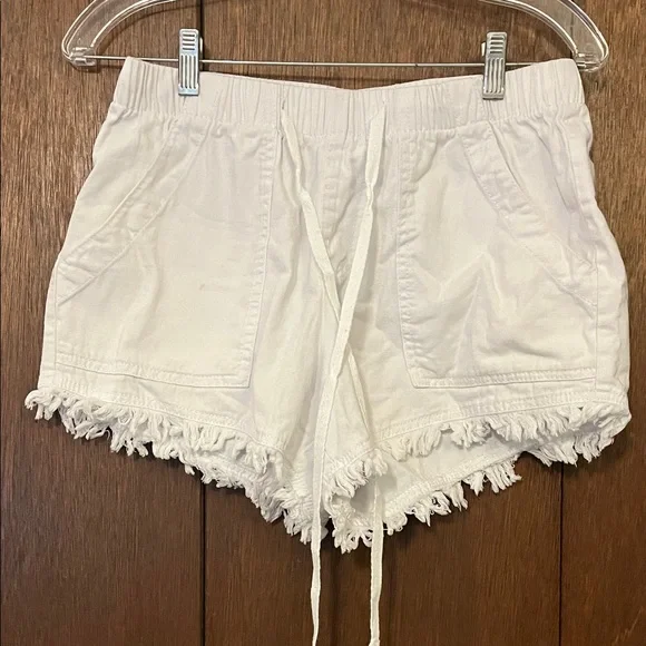 High Waist White Frayed Hem Women's Shorts Medium - Picture 1 of 13